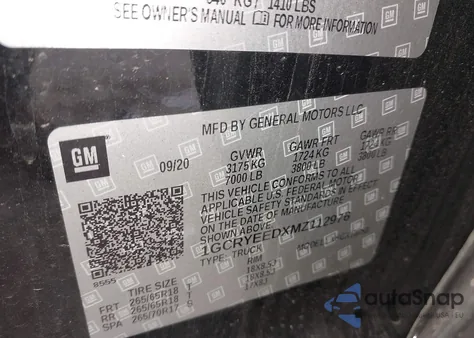 2021 Chevrolet Silverado 1500 4Wd Standard Bed Rst из США, поврежденный, VIN 1GCRYEEDXMZ112976